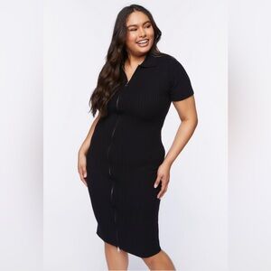 Forever21 plus size ribbed zip-up midi sweater dress. Size 1X.